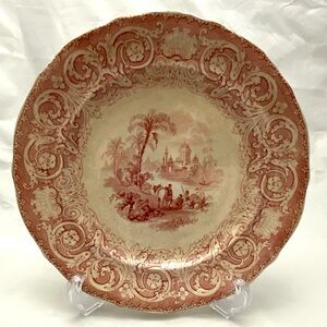 Charles Meigh CM Thessalian Flow Red 10.25" Dinner Plate, 1832-1859, Antique